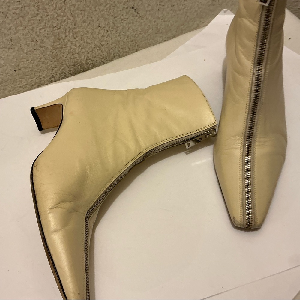 STAUD Cream Zippered Heeled Boots size 37.5 EUR - Picture 6 of 9